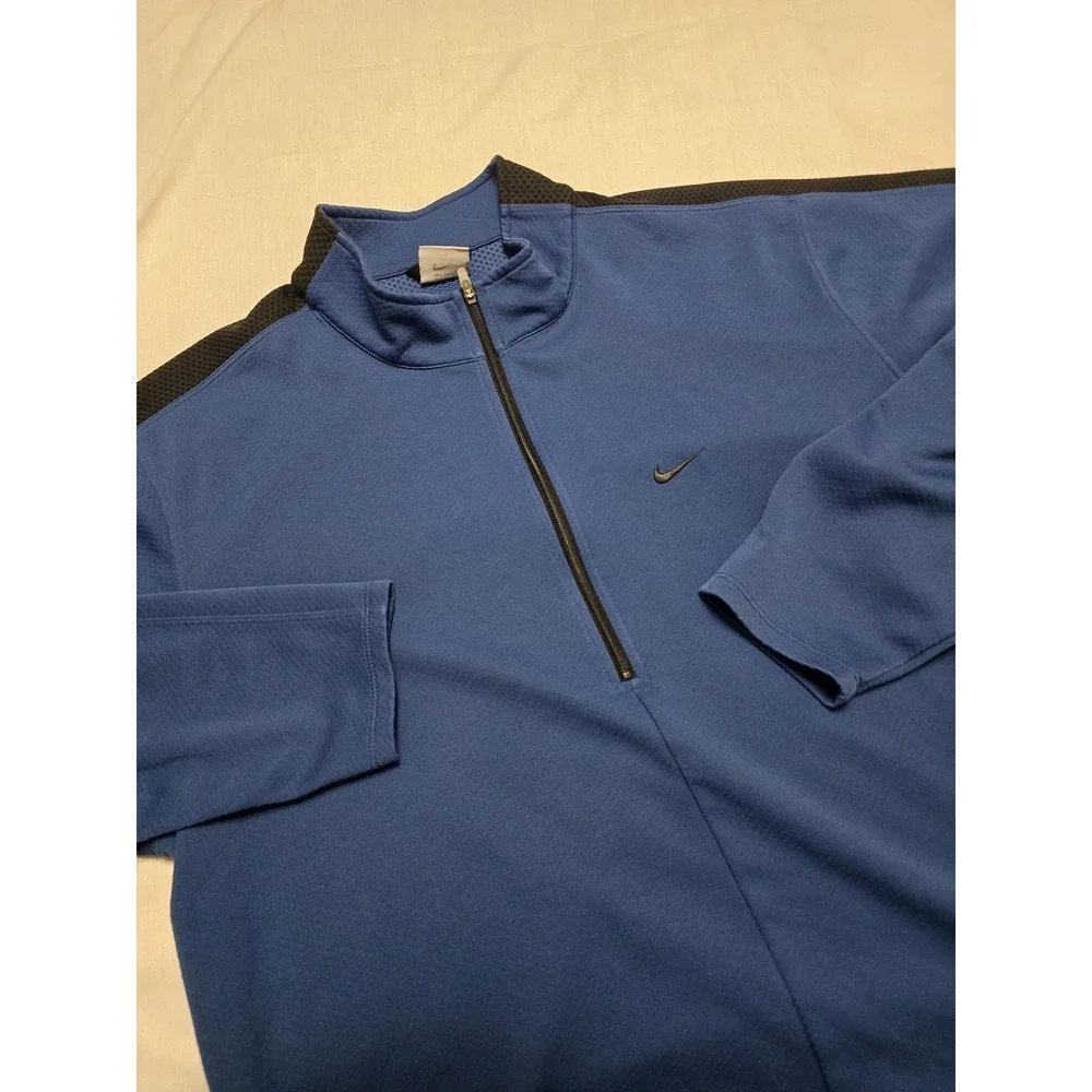 Nike Dri-FIT Pullover Mens Extra Large Blue Black Half Zip Athletic Training